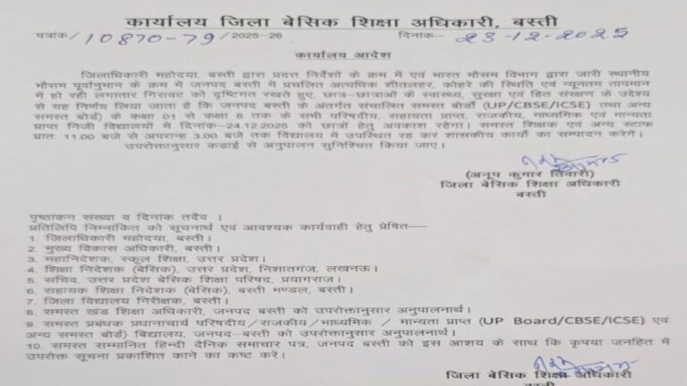 Winter School Holidays: Schools up to class VIII closed due to severe cold, DM issued order